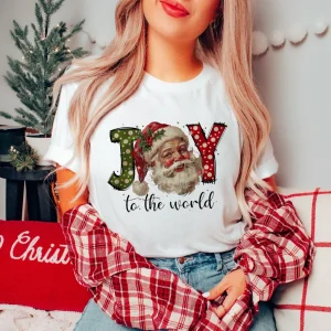 Cute And Sweet 90s Merry Christmas Pattern T-Shirt Fashion O-Neck Women's Printed Clothing Happy New Year Printed Short Sleeve