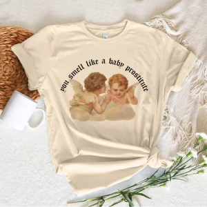 Angle Funny t shirt women Japanese Tee female anime graphic 2000s clothing